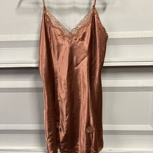 Brown silky slip dress